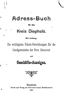 Adressbuch Kreis Diepholz 1901