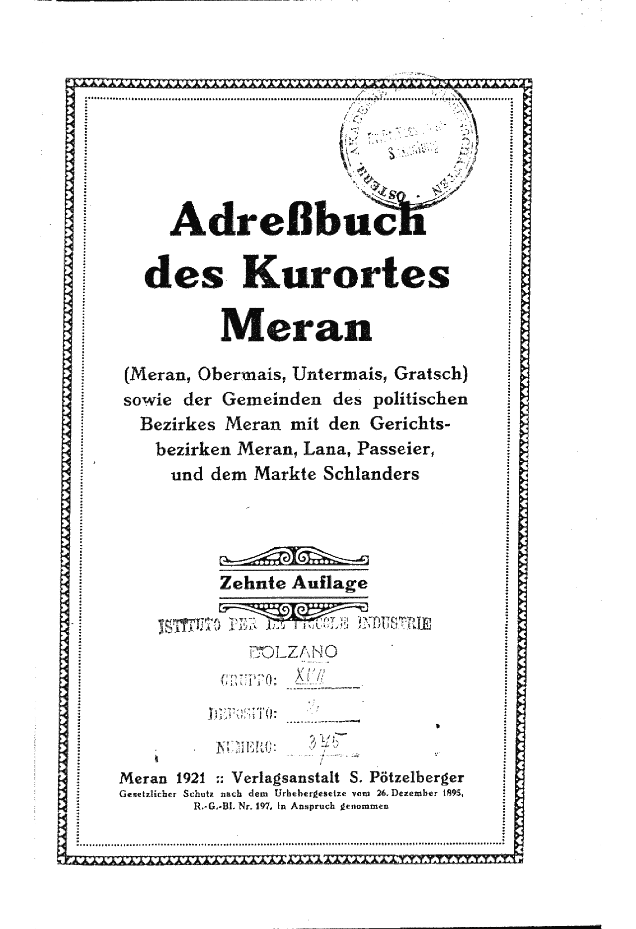 Adressbuch Meran 1921