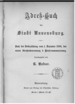 Adressbuch Ravensburg (Würtemberg) 1890