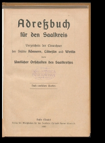 Adressbuch Saalkreis (Halle) 1920