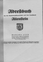 Adressbuch Landkreis Allenstein (Ostpreußen) 1927