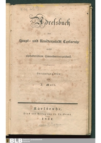 Adressbuch Karlsruhe (Baden-Württemberg) 1832