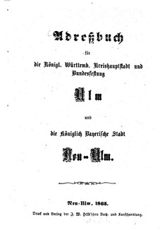 Adressbuch Ulm (Baden-Württemberg) 1865