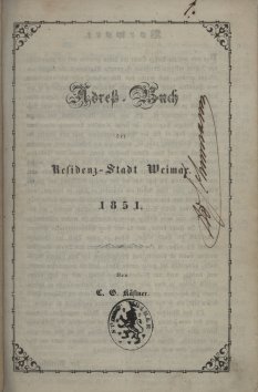 Adressbuch Weimar (Thüringen) 1851