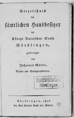 Adressbuch Nördlingen 1806