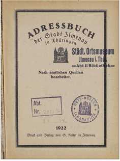 Adressbuch Ilmenau (Thüringen) 1922