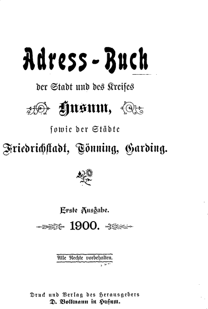 Adressbuch Husum (Nordfriesland) 1900