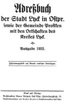 Adressbuch Lyck 1922