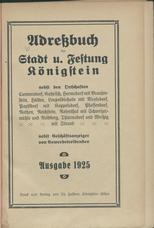 Adressbuch Königstein (Sächsische Schweiz) 1925