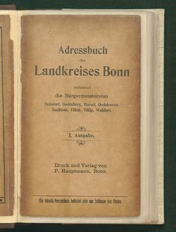 Adressbuch Bonn Landkreis 1907