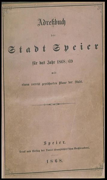Adressbuch Speyer 1868-69