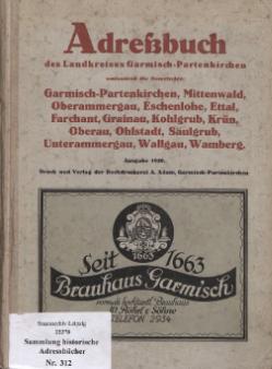 Adressbuch Garmisch-Partenkirchen (Landkreis) 1939