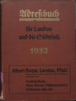 Adressbuch Landau und die Südpfalz 1932