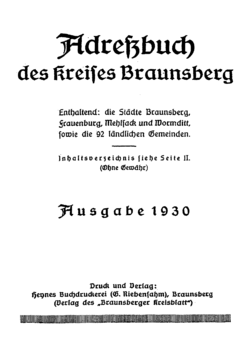 Adressbuch Braunsberg (Kreis) 1930