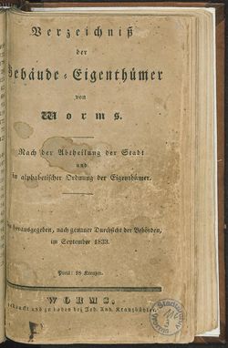 Adressbuch Worms 1833
