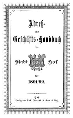 Adressbuch Hof 1891-92