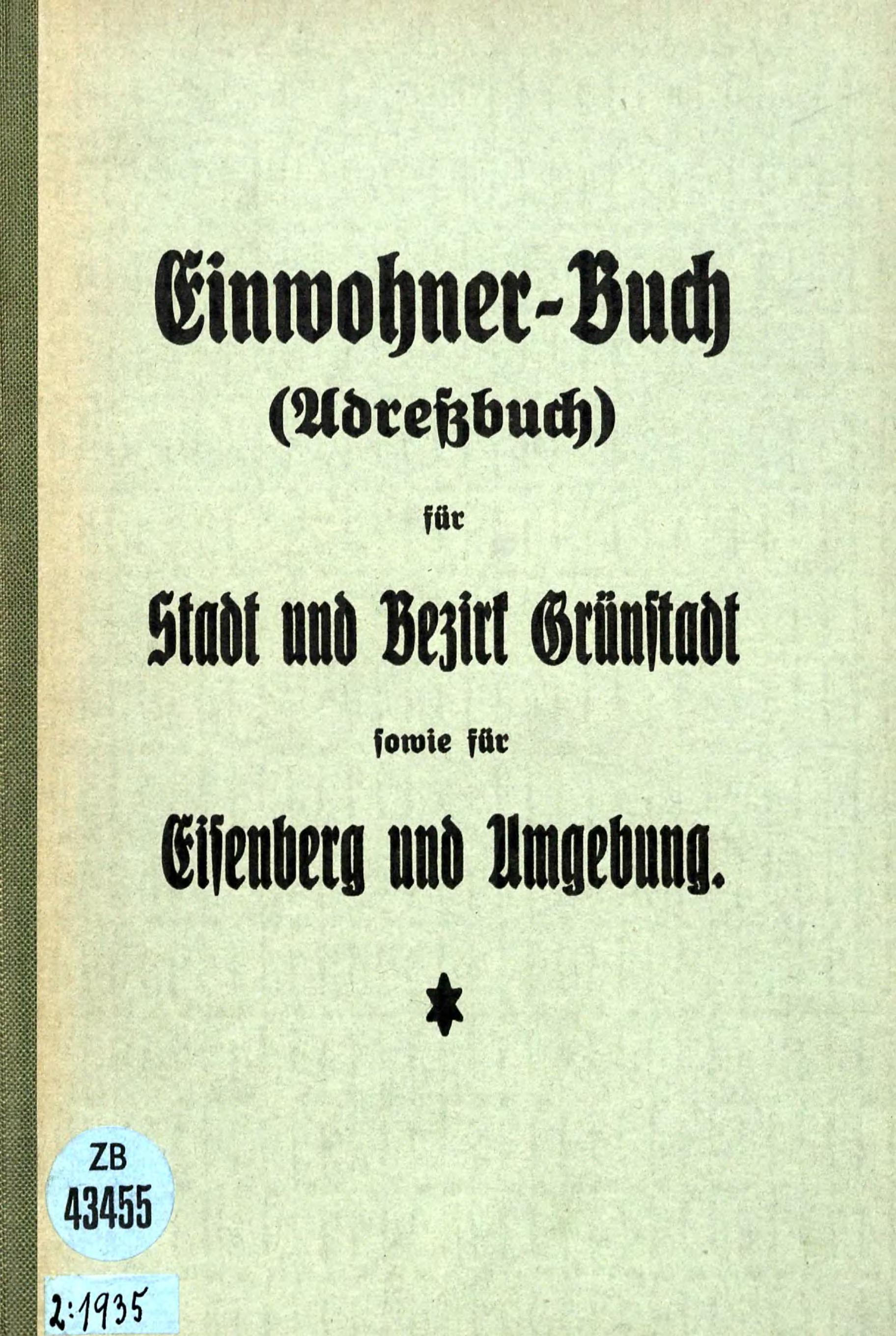 Adressbuch Grünstadt (Rheinland-Pfalz) 1935
