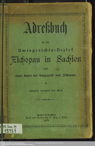 Adressbuch Zschopau 1893