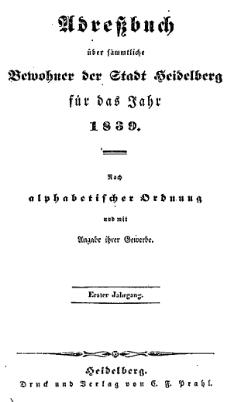 Adressbuch Heidelberg 1839