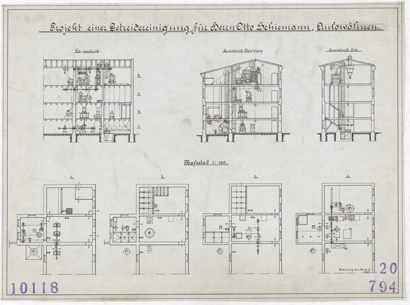 Datei:Aulowönen - Kirchspiel Aulenbach - 1913 Mühle Schiemann Bauzeichnung 2.JPG
