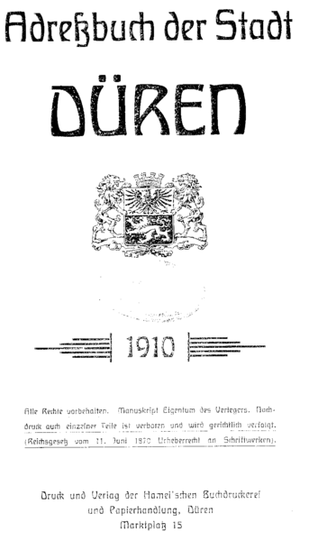 Datei:Adressbuch Düren 1910 Titel.png