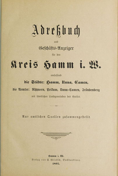 Adressbuch Kreis Hamm i. W. 1895