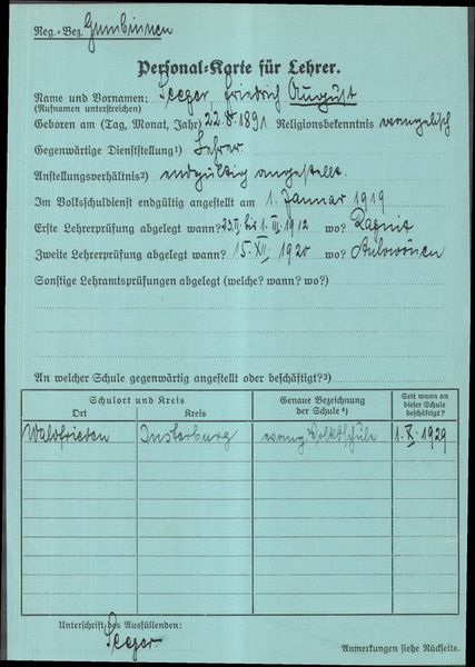 Datei:Waldfrieden - Kirchspiel Aulenbach - 1929 August Seeger Lehrerpersonalkarte.jpg