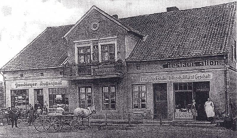 Datei:Aulowönen Kreis Insterburg - Ksp. Aulenbach (Ostp.) - 1925 - Fleischerei Gefeller.jpg